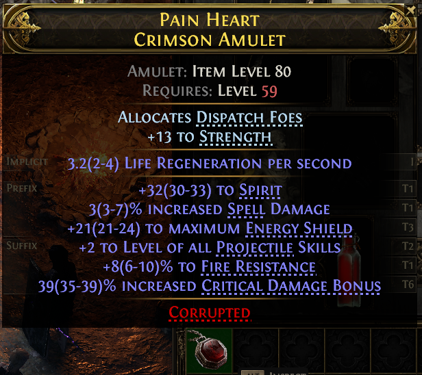 Pain Heart Crimson Amulet